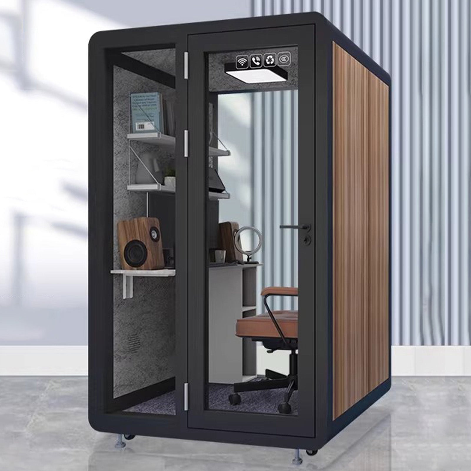 遮音　吸音　さまざま　遮音素材　換気システム　モダン　シンプル　防音室　遮音カプセル　防音ブース　カスタマイズ可能　JYC-C002