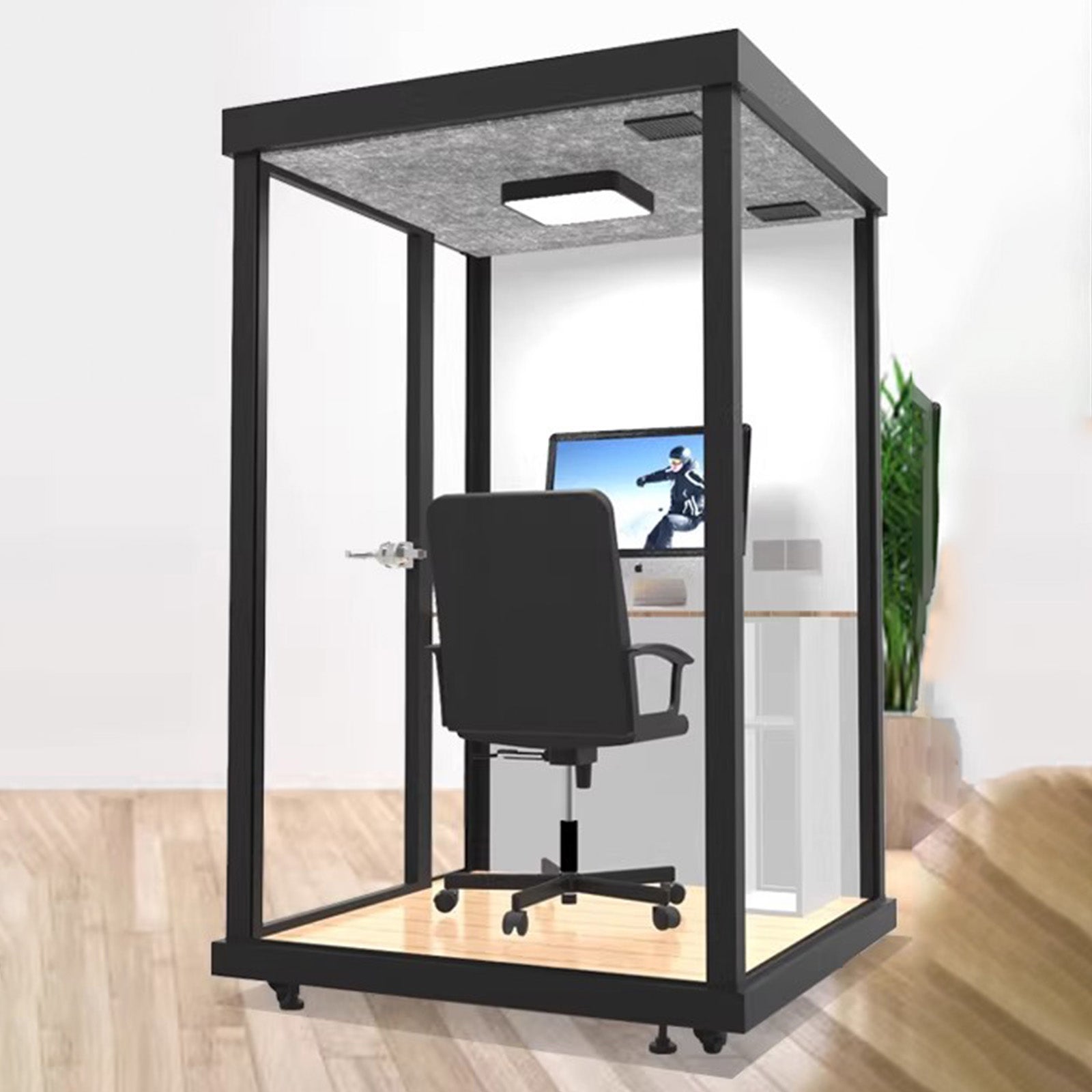 静けさ　複数層構造　遮音強化ガラス　換気　照明　移動式　防音室　遮音カプセル　防音ブース　カスタマイズ可能　JYC-C003