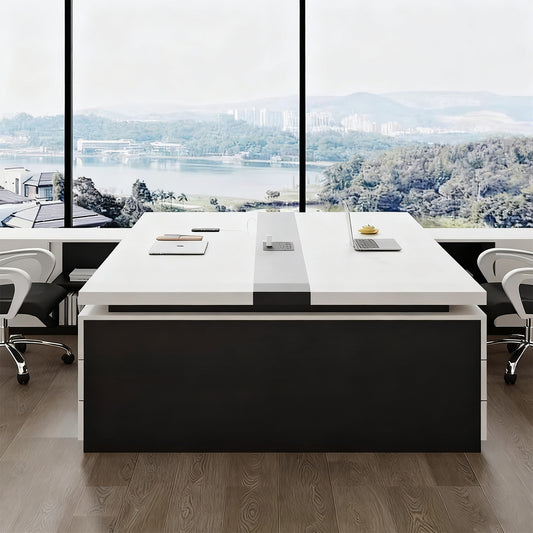 オフィスデスク　ワークデスク　パソコンデスク　デスク　会社用　エコ素材  パネル　配線孔　キャビネット　シンプル　BGZ-C105