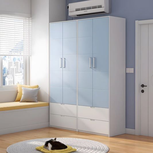 縦方向 コンパクト 省スペース 大容量 分類収納 可動棚板 エコ板材 無塗装 物干し竿 クローゼット ワードローブ 壁面収納 スッキリ 洗練 清潔 カスタマイズ可能 YG-C070