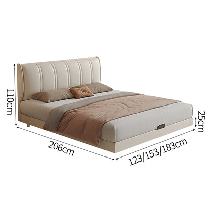 ベッド　キング　サイズ　二人用　隠れ脚　デザイン性　レザー　摩擦に強い　毛玉防止　ヘッドボード　金属脚フレーム　サイドテーブル　実用　柔らか　簡素　心地よい　BED-C021