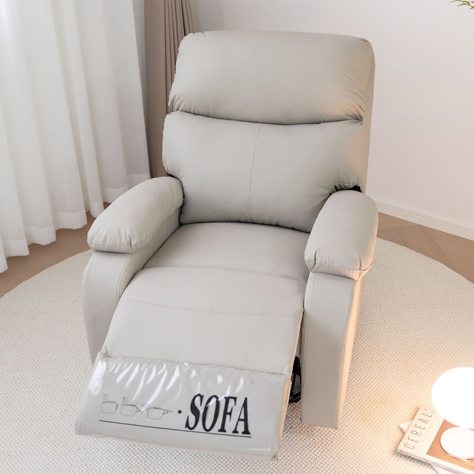 ソファ　高反発ウレタンフォーム　マイクロファイバーレザー　リクライニング機能　カーボンスチール　背もたれ　肘掛け　SNSF-C173