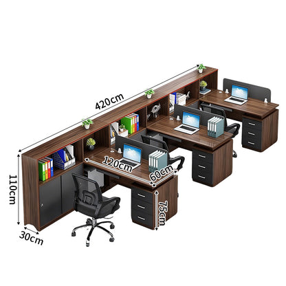 事務机　高級オフィスデスク　大容量収納　収納付きデスク　パーティション　サイドキャビネット　キーボードトレイ　エコ板材　配線穴　オフィスデスク　SL-BGZ-017