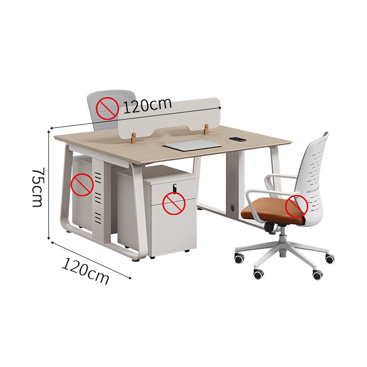 作業机　事務机　木製オフィスデスク　パーティション　サイドキャビネット　エコ板材　オフィスデスク　クリーム系　木目調　SL-BGZ-040