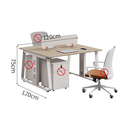 作業机　事務机　木製オフィスデスク　パーティション　サイドキャビネット　エコ板材　オフィスデスク　クリーム系　木目調　SL-BGZ-040