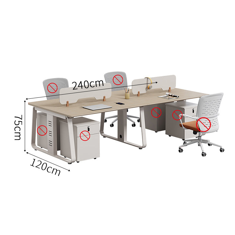 作業机　事務机　木製オフィスデスク　パーティション　サイドキャビネット　エコ板材　オフィスデスク　クリーム系　木目調　SL-BGZ-040