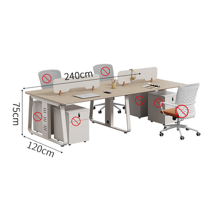 作業机　事務机　木製オフィスデスク　パーティション　サイドキャビネット　エコ板材　オフィスデスク　クリーム系　木目調　SL-BGZ-040