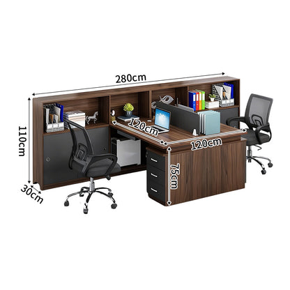 事務机　高級オフィスデスク　大容量収納　収納付きデスク　パーティション　サイドキャビネット　キーボードトレイ　エコ板材　配線穴　オフィスデスク　SL-BGZ-017