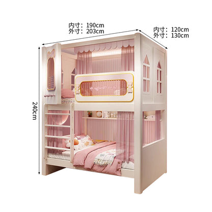 二段ベッド　キッズベッド　収納付き二段ベッド　子供部屋用ベッド　全周式安全栅　落下防止設計　収納スペース付き　モダンキッズデザイン　ホワイト　SCC-S072