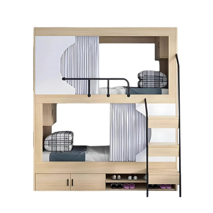 組立・設置込み　二段ベッド　親子ベッド　はしご　スチール　収納　開き戸　シューズボックス　ナチュラル　カスタマイズ可能　地域限定　SCC-T041