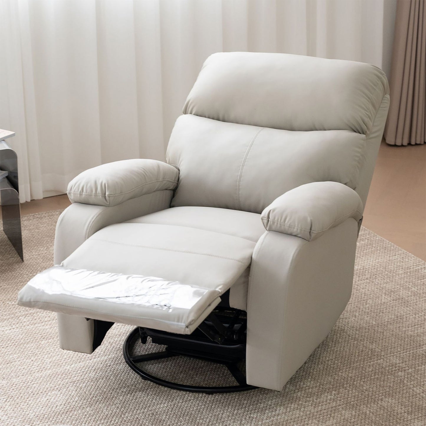 ソファ　高反発ウレタンフォーム　マイクロファイバーレザー　リクライニング機能　カーボンスチール　背もたれ　肘掛け　SNSF-C173