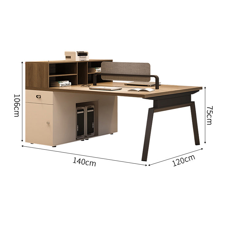 PCデスク　作業机　事務机　木製オフィスデスク　パーティション　サイドキャビネット　エコ板材　オフィスデスク　エレガント　木目調　SL-BGZ-044