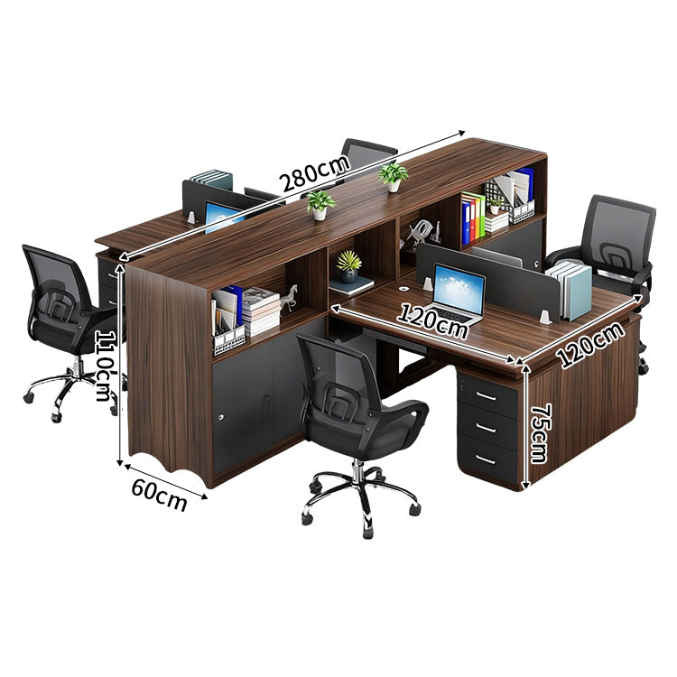事務机　高級オフィスデスク　大容量収納　収納付きデスク　パーティション　サイドキャビネット　キーボードトレイ　エコ板材　配線穴　オフィスデスク　SL-BGZ-017