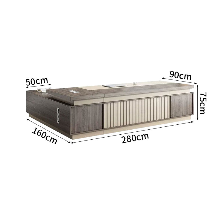 オフィスデスク　ワークデスク　事務机　パソコンデスク　ダイヤル錠　配線ボックス付き　ダイヤル錠　エコ素材　上品　ウォールナット　カスタマイズ可能　LBZ-C178