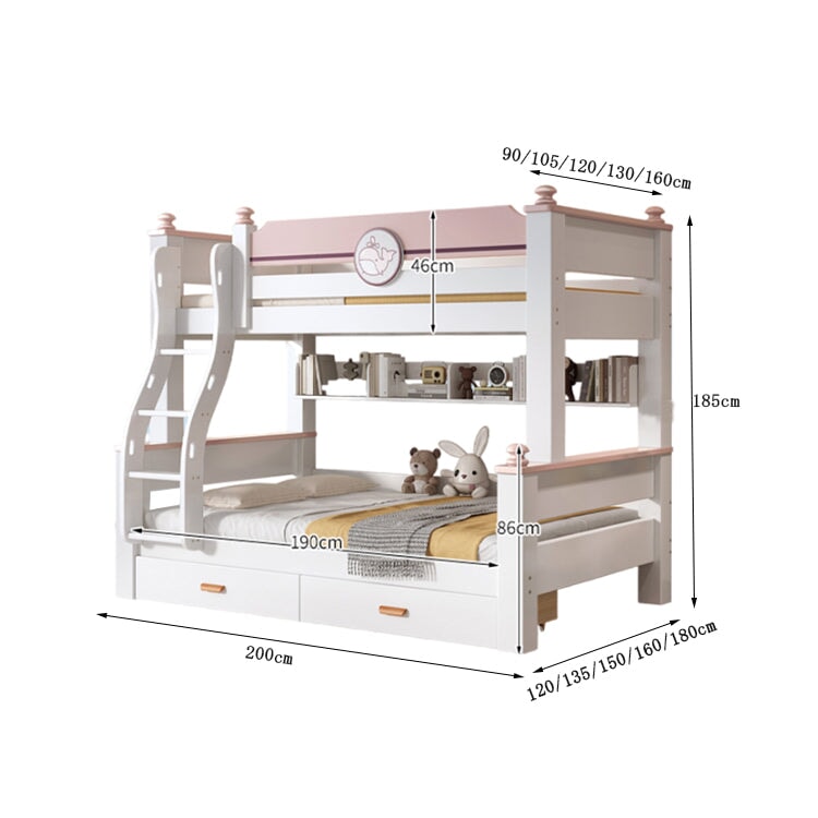 ベッド　二段　二段ベッド　子供用　すのこ　丈夫　高耐荷重　安定性　階段　収納　引き出し　分類収納　簡素　機能的 　CHICKAGU