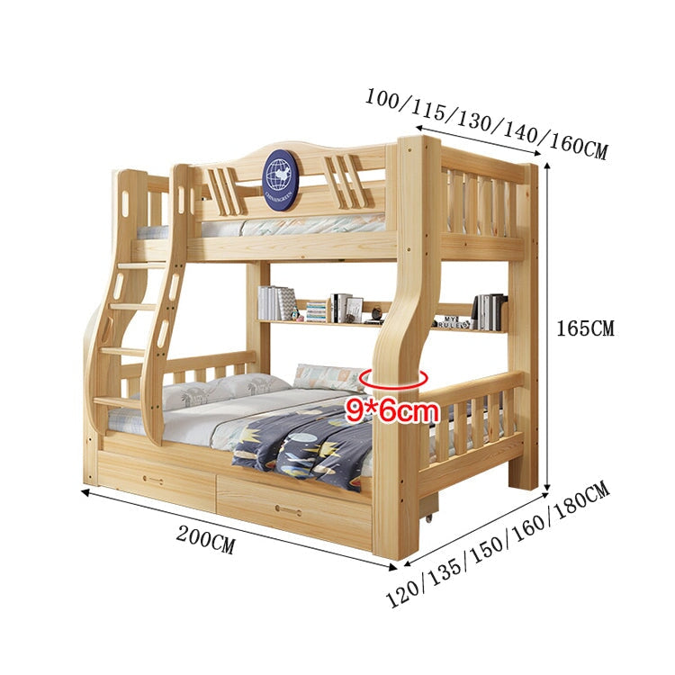 二段ベッド　二段　ベッド　子供用　収納　引き出し　収納棚　木目調　天然木　ベッドガード　はしご　階段　手すり付き　角丸加工　機能的　使い勝手　 ナチュラル　カスタマイズ可能　SCC-C014