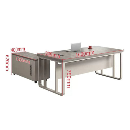 デスク　オフィスデスク　エグゼクティブデスク　事務机　作業机　ワークデスク　サイドキャビネット付き　PC用通気口付き　幕板付き　ワイヤリングBOX付き  LBZ-418