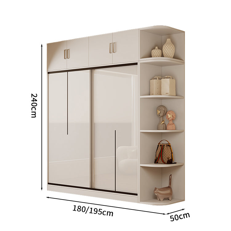 衣類収納ユニット　クローゼットキャビネット　衣類整理スペース　クローゼット　壁面収納　ワードローブ　洋服収納　エコ素材　分類収納　大容量　サイドキャビネット　引き違い戸　YG-S009