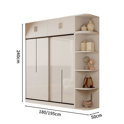 衣類収納ユニット　クローゼットキャビネット　衣類整理スペース　クローゼット　壁面収納　ワードローブ　洋服収納　エコ素材　分類収納　大容量　サイドキャビネット　引き違い戸　YG-S009