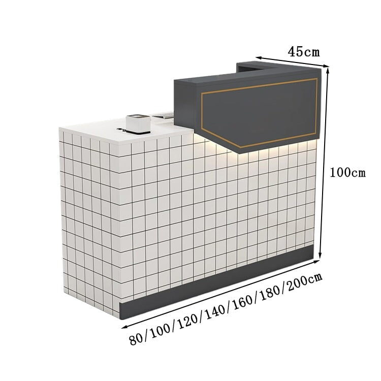 エコ板材　扉付き収納　引き出し　錠付き　上部天板　配線孔　LEDライト　広め　ゆとり　受付カウンター　カウンター　レジ台　すっきり　シンプル　機能的　ホワイト　カスタマイズ可能　JDT-K055