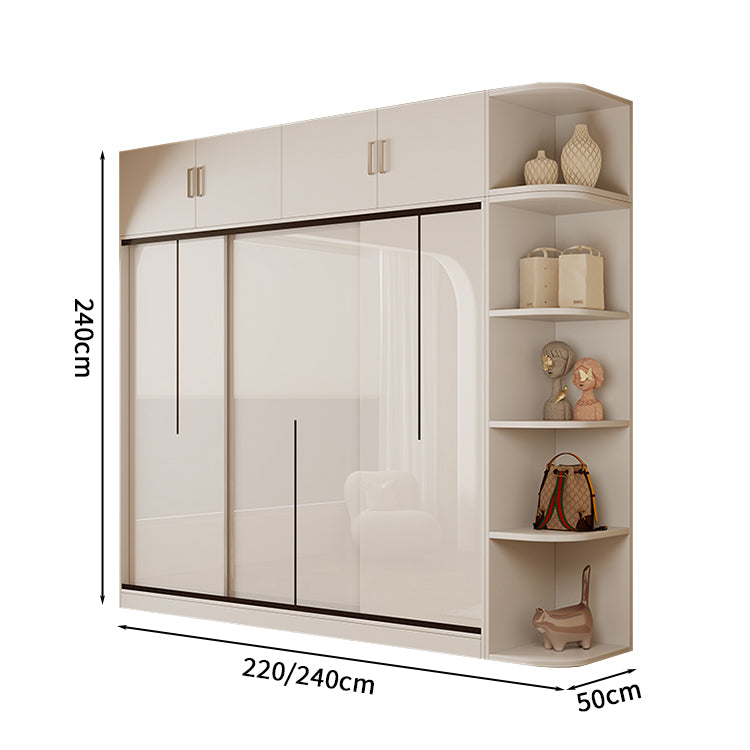 衣類収納ユニット　クローゼットキャビネット　衣類整理スペース　クローゼット　壁面収納　ワードローブ　洋服収納　エコ素材　分類収納　大容量　サイドキャビネット　引き違い戸　YG-S009