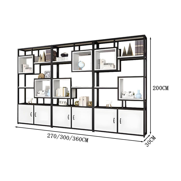 収納棚　オフィスシェルフ　リビングシェルフ　本棚　メラミン化粧板　分類収納　カスタマイズ可能　扉付き収納　SNG-C040