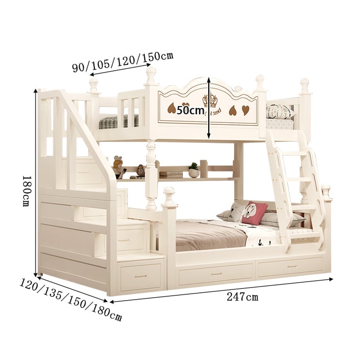 ２段ベッド　２段　ベッド　子供用　分割可能　天然木　ベッドガード　安全なはしご　引き出し付き階段　すのこ　収納ラック　機能的　使い勝手　SCC-C026  chickagu