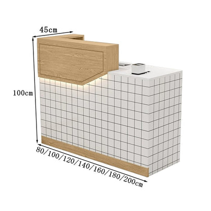 エコ板材　扉付き収納　引き出し　錠付き　上部天板　配線孔　LEDライト　広め　ゆとり　受付カウンター　カウンター　レジ台　すっきり　シンプル　機能的　ホワイト　カスタマイズ可能　JDT-K055
