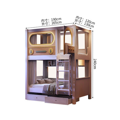 二段ベッド　子供用ベッド　キッズベッド　木製ベッド　収納付きベッド　全周式安全柵　落下防止全方位保護設計　手すり穴あき加工　上質無垢フレーム　ナチュラル　シンプル　モダン　SCC-S075