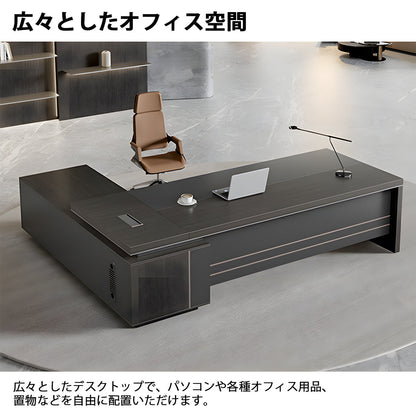 社長デスク　ボスデスク　幕板付き　スチール脚　ダイヤル錠　収納スペース　PC収納　エレガント　洗練　シンプル　LBZ-605