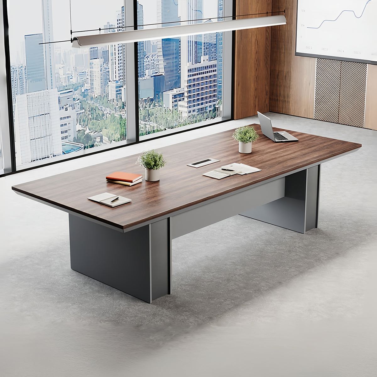 会議用テーブル　会議用　テーブル　配線ボックス　安定感　高品質　多機能　頑丈　ウォールナット　MBS-HYZ-3001