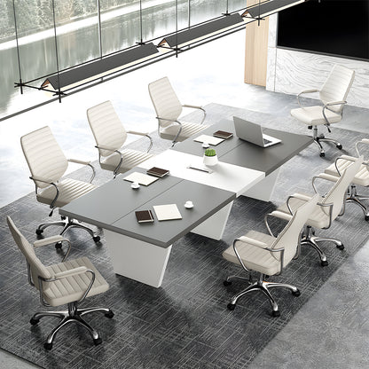 会議用テーブル　テーブル　会議用　シンプル　機能的　安定感　台形脚　配線ボックス　グレー　ホワイト　MBS-HYZ-3002