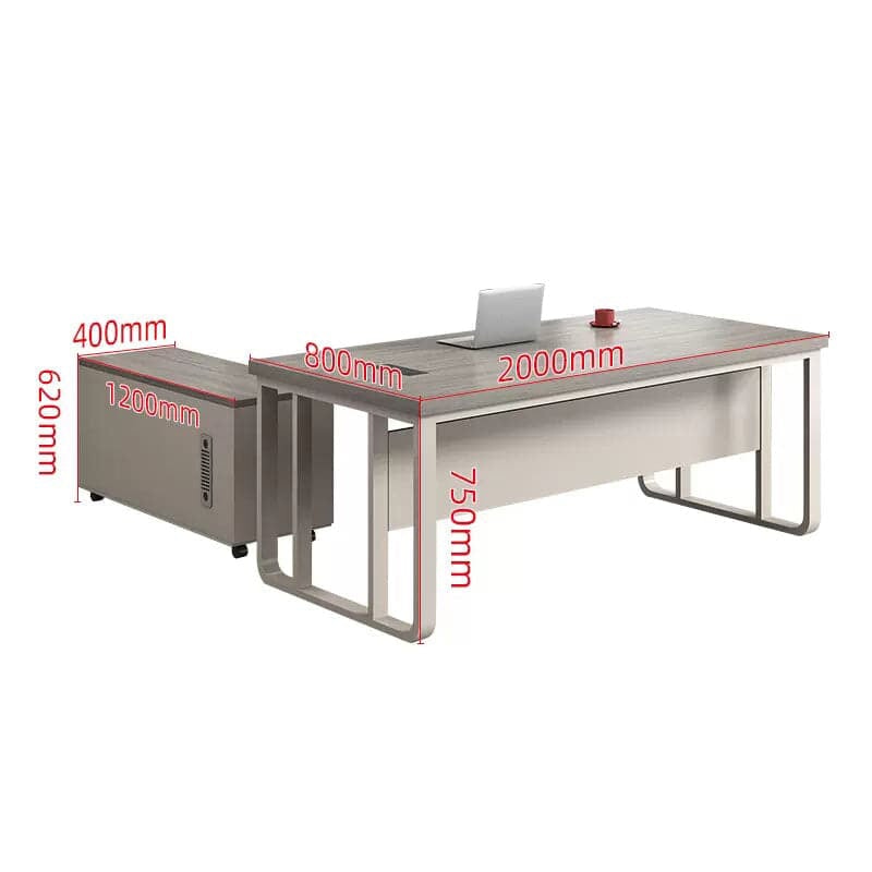 デスク　オフィスデスク　エグゼクティブデスク　事務机　作業机　ワークデスク　サイドキャビネット付き　PC用通気口付き　幕板付き　ワイヤリングBOX付き  LBZ-418