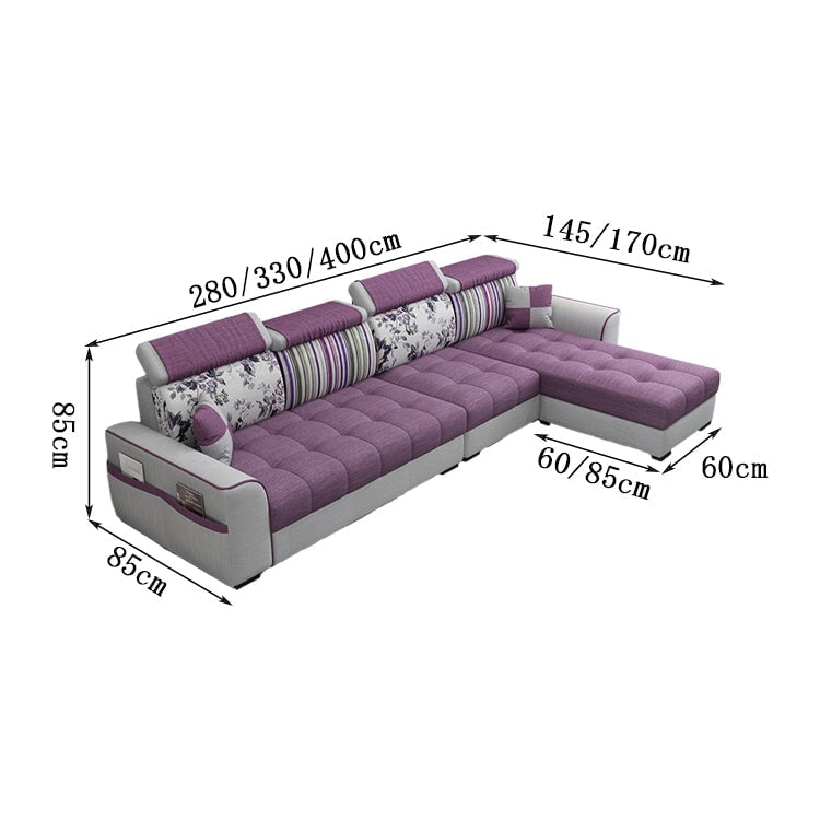 ソファー　室内　リビング　四人掛け　幅広い　ポリエステル　綿麻　サイド収納　ヘッドレスト　調整可能　ウレタン　ラテックス　柔らか　ふっくら　快適　カスタマイズ可能　CHICKAGU