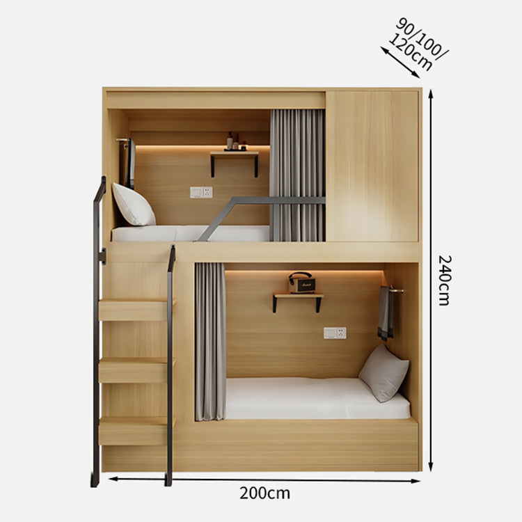 モダン　オシャレ　二段ベッド　ベニヤ合板　ベッド　大容量　収納棚　カーテン　コットンリネン　スチール　カスタマイズ可能　SCC-T041