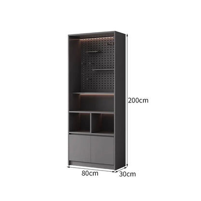 収納棚　収納キャビネット　戸棚　収納チェスト　高めのベース　高品質金具　パンチングボード　大容量収納キャビネット　グレー　機能的　カスタマイズ可能　SNG-T072