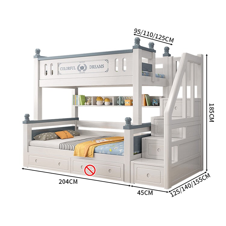 二段ベッド ベッド 子供用 可愛い 収納 安全 天然木 木材 おしゃれ はしご 階段 引き出し カスタマイズ可能 SCC-C017 – CHICKAGU