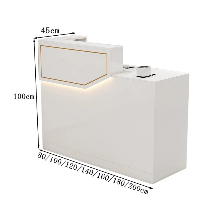 エコ板材　扉付き収納　引き出し　錠付き　上部天板　配線孔　LEDライト　広め　ゆとり　受付カウンター　カウンター　レジ台　すっきり　シンプル　機能的　ホワイト　カスタマイズ可能　JDT-K055