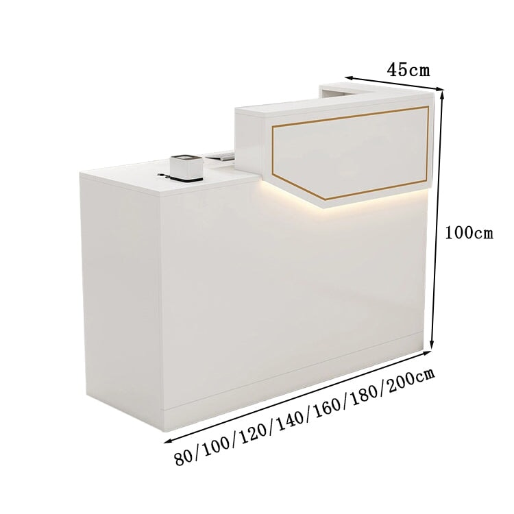 エコ板材　扉付き収納　引き出し　錠付き　上部天板　配線孔　LEDライト　広め　ゆとり　受付カウンター　カウンター　レジ台　すっきり　シンプル　機能的　ホワイト　カスタマイズ可能　JDT-K055