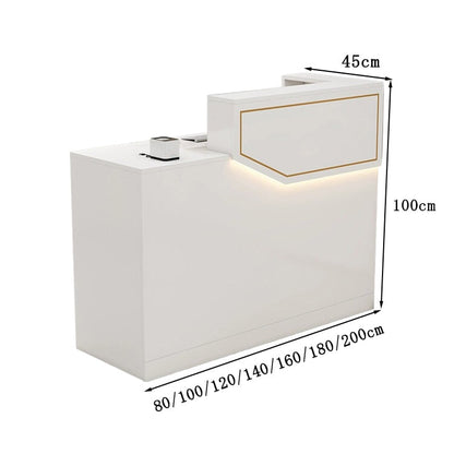 エコ板材　扉付き収納　引き出し　錠付き　上部天板　配線孔　LEDライト　広め　ゆとり　受付カウンター　カウンター　レジ台　すっきり　シンプル　機能的　ホワイト　カスタマイズ可能　JDT-K055
