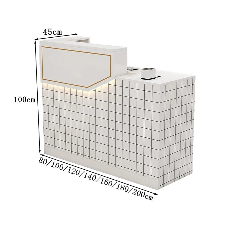 エコ板材　扉付き収納　引き出し　錠付き　上部天板　配線孔　LEDライト　広め　ゆとり　受付カウンター　カウンター　レジ台　すっきり　シンプル　機能的　ホワイト　カスタマイズ可能　JDT-K055