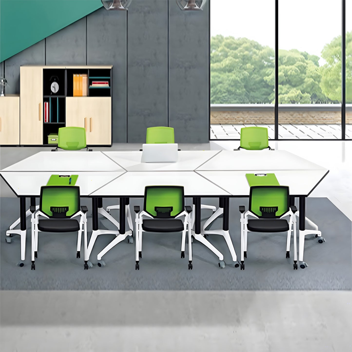 会議用テーブル　テーブル　会議用　折りたたみ　組み合わせ　キャスター　合金製　角丸　シンプル　カスタマイズ可能　HYZ-C085