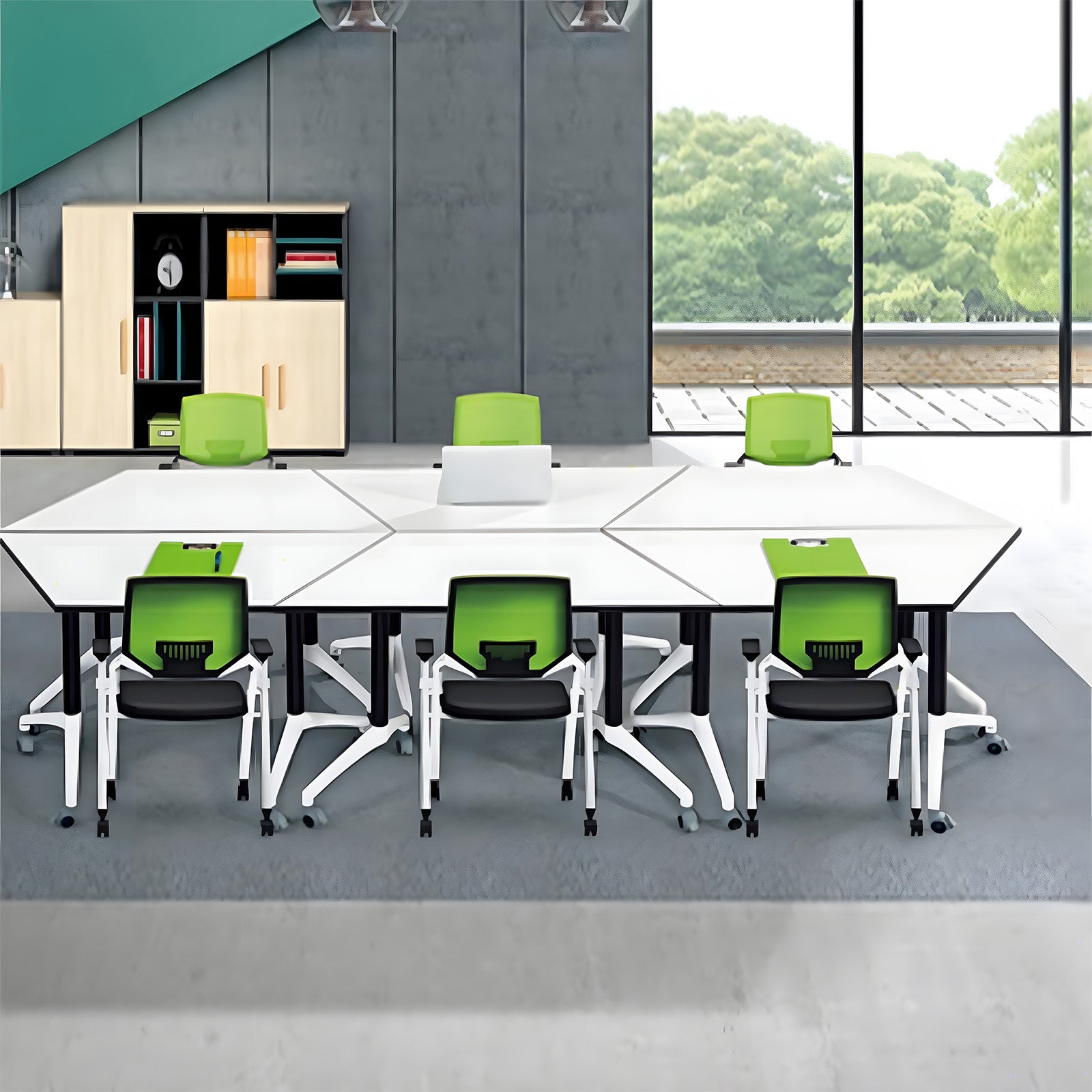 会議用テーブル　テーブル　会議用　折りたたみ　組み合わせ　キャスター　合金製　角丸　シンプル　カスタマイズ可能　HYZ-C085