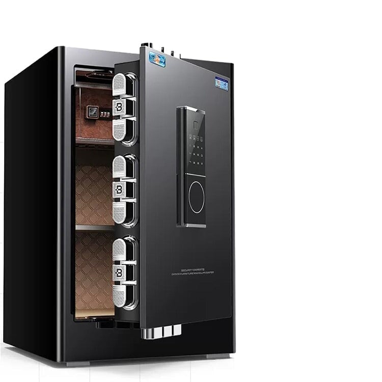 金庫　スチール金庫　業務用　焼付塗装　指紋認証　パスワード解錠　モバイル通知機能　通報機能　プッシュンつまみ　遠隔解錠　ブラック　ブラウン　BXG-010