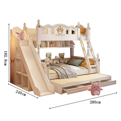 ベッド　２段ベッド　子供用　ラバーウッド　太い角柱　ベッドガード　三台目ベッド　収納付き階段　滑り台　はしご　マットレス　硬め　機能的　使い勝手　SCC-C032　chickagu