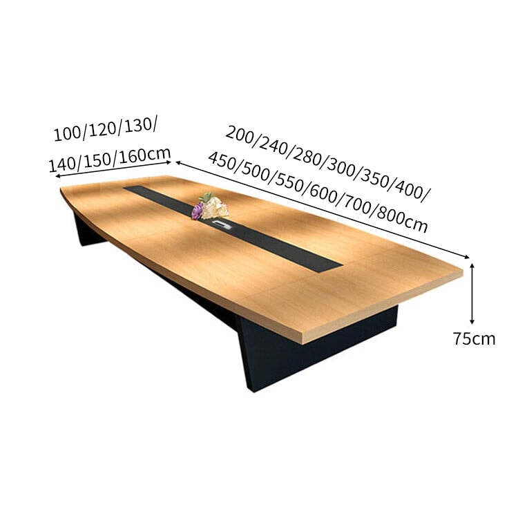 分厚い天板　配線ボックス　幅広　舟型天板　台形脚　安定性　会議テーブル　ミーティングテーブル　テーブル　木目調　自然な風合い　洗練　シンプル 　カスタマイズ可能　HYZ-C041　chickagu