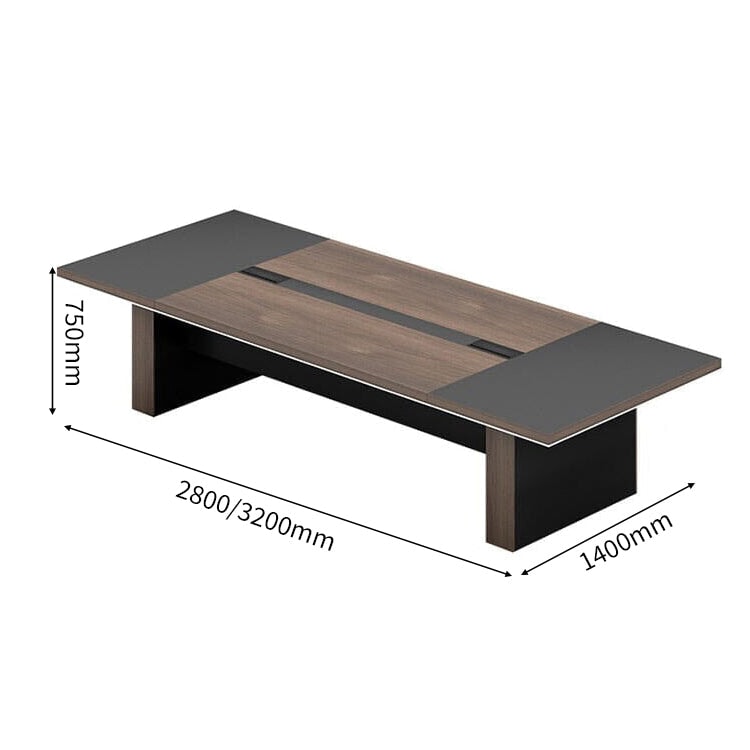 重厚感　厚い天板　幅広　配線ボックス　安定性　会議テーブル　テーブル　ミーティング　木目調　落ち着き　上質　カスタマイズ可能　HYZ-C023　chickagu