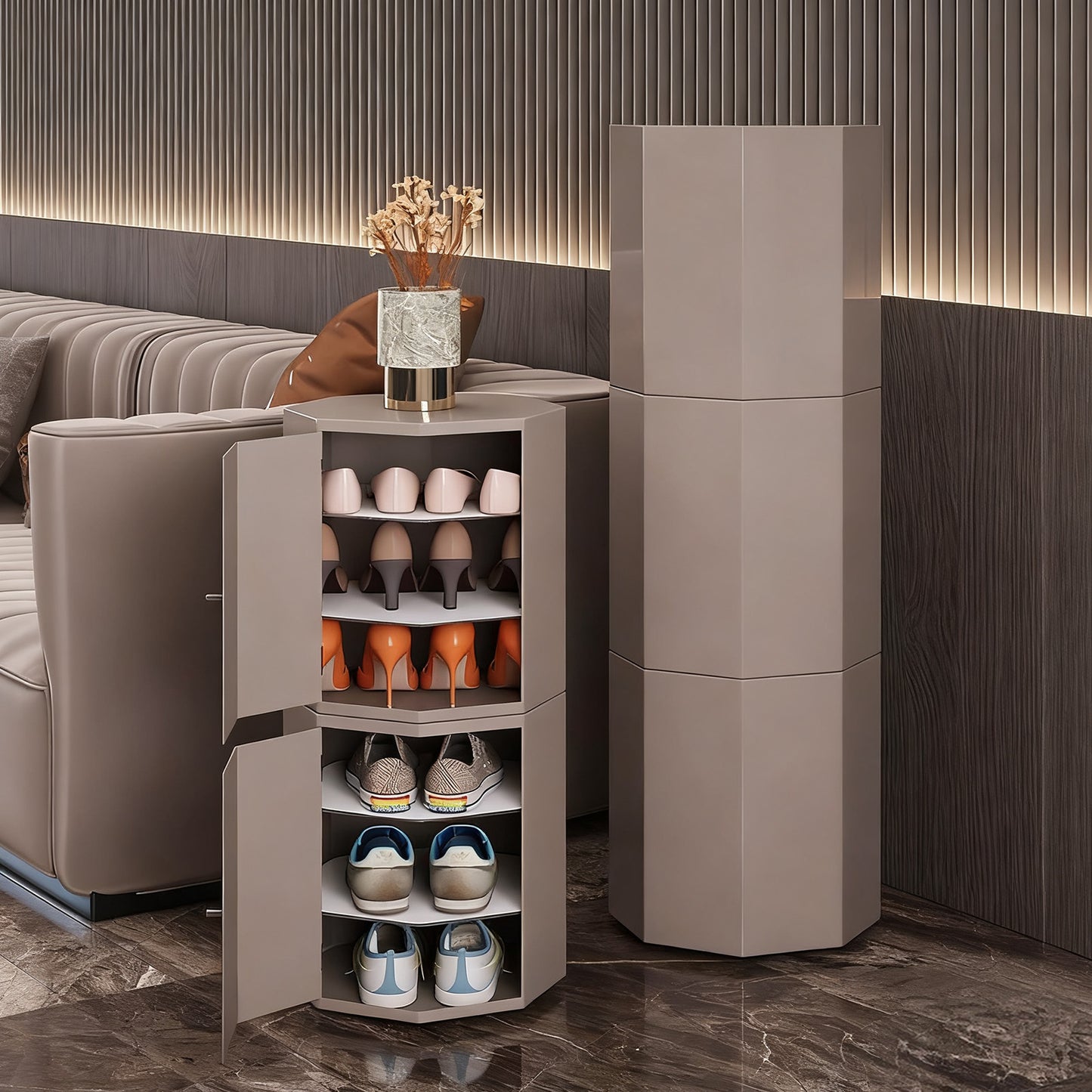 コンパクト　省スペース　エコ塗装　多段式　扉付き収納　分類収納　可動棚板　シューズボックス　下駄箱　シンプル　大容量　XG-C083