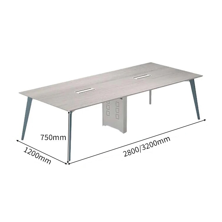 会議テーブル　研修用テーブル　長方形テーブル　テーブル　木目調　配線ダクト付き　配線孔付き　エッジパンド付き　メラミン化粧板　シンプル　グレー　カスタマイズ可能　CHICKAGU