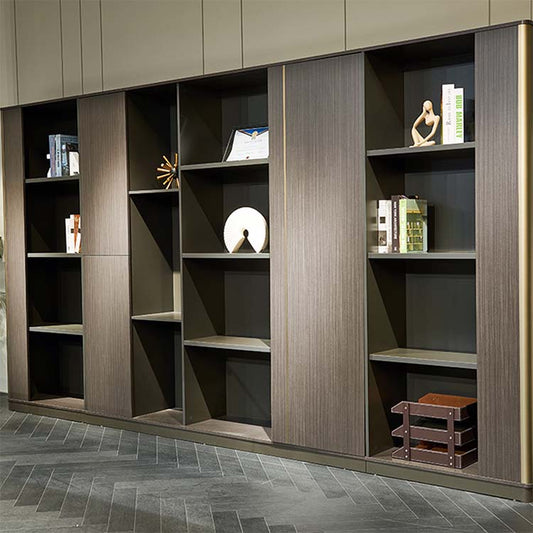 オフィスキャビネット ディスプレイラック 書類整理棚 キャビネット 収納ラック 収納棚 オープン収納 扉付き 台輪付き 4段 グレー カスタマイズ可能 CHICKAGU